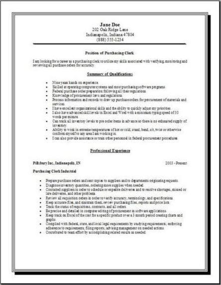 Resume format of purchase manager